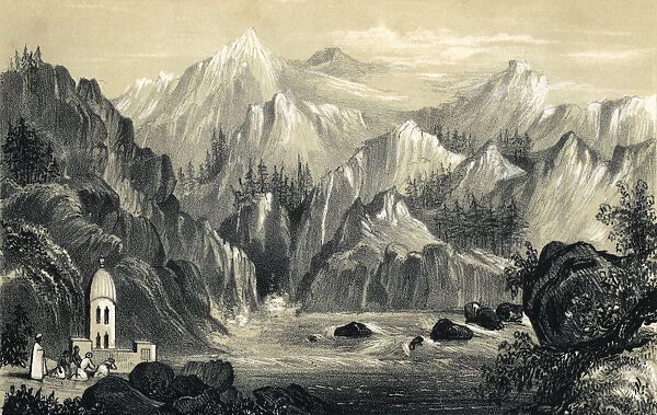Pilgrims at the source of the Ganges, India, 1847