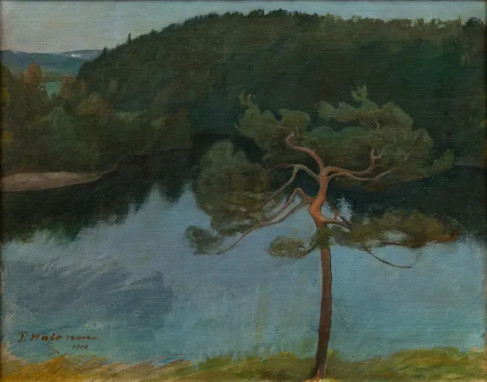 Framed Print : Pine Tree by the Shore Print, 1900 Framed Print : Pine Tree by the Shore Print, 1900