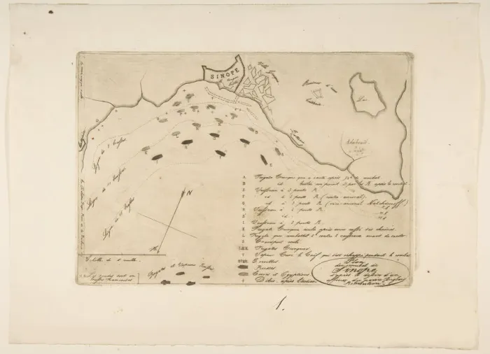 Framed Print : Print of the Battle of Sinope Map Framed Print : Print of the Battle of Sinope Map