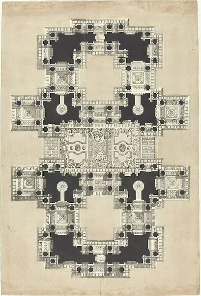 Plan for a Decorated Ceiling, c. 1750. Creator: Pierre Varin