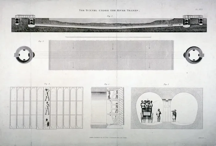 Framed Print : Plan, sections and elevations of the Thames Tunnel, 1835 Print Framed Print : Plan, sections and elevations of the Thames Tunnel, 1835 Print