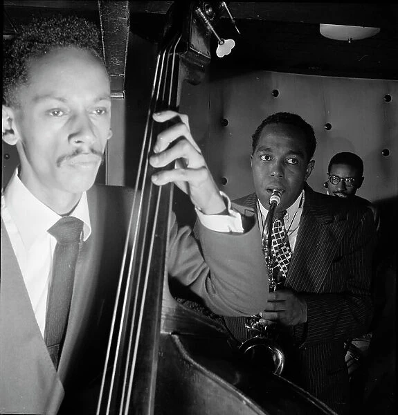 Portrait of Charlie Parker, Tommy Potter, and Max Roach, Three Deuces, New York, N.Y. ca.Aug. 1947. Creator: William Paul Gottlieb