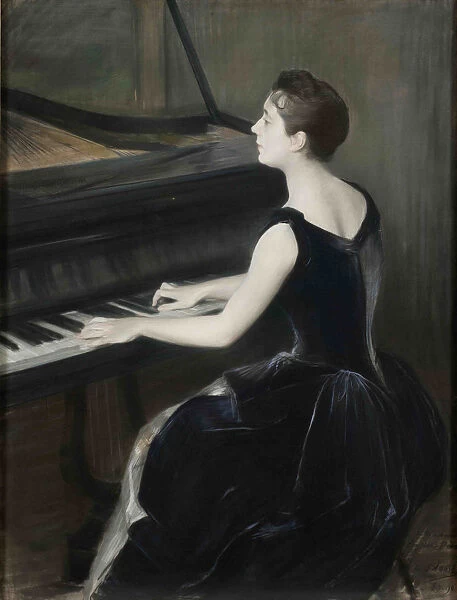 Portrait of the pianist Leontine Bordes-Pene (1858-1924), 1889-1890. Creator: Blanche