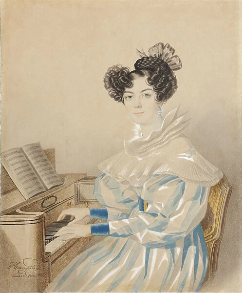 Portrait of Tatiana Petrovna Lvova (1789-1848), nee Poltoratskaya, 1820s. Creator: Hampeln