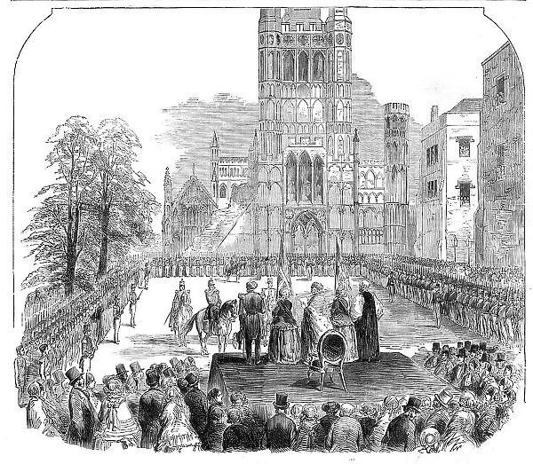 Presentation of Colours to the Cambridgeshire Militia, at Ely, 1854. Creator: Unknown
