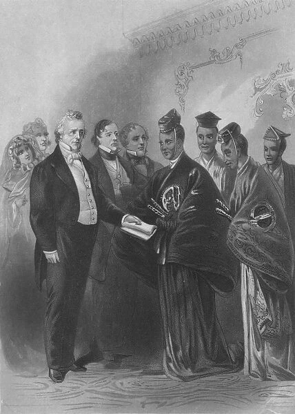 The President and the Japanese Embassy, c1869. Artist: Augustus Robin