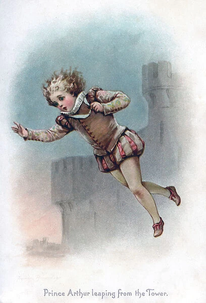 Prince Arthur leaping from the Tower, 1897. Artist: Frances Brundage