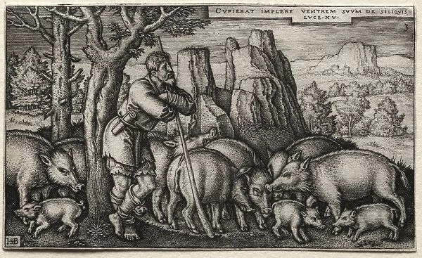 The Prodigal Son: Tending Swine. Creator: Hans Sebald Beham (German, 1500-1550)