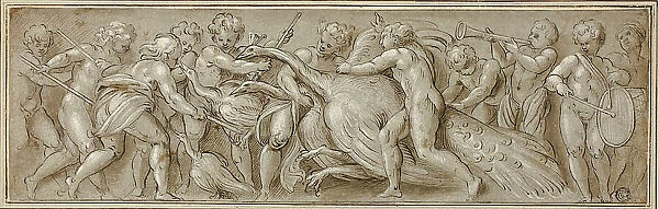 Putti with Peacocks and Musical Instruments, n.d. Creator: Workshop of Lattanzio Gambara Italian, c. 1530-157