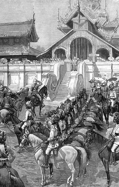 Reception of General Roberts in Mandalay at the east gate of the palace, Burma, 1887. Artist: A Forestier