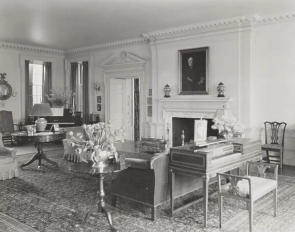 The Rocks, home of Mr. & Mrs. Pierre Gaillard - Living Room w  /  fireplace, between 1926 and 1950. Creator: Frances Benjamin Johnston. The Rocks, home of Mr. & Mrs. Pierre Gaillard - Living Room w  /  fireplace, between 1926 and 1950
