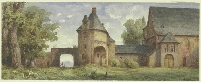 Framed Print : Romanesque Monastery Print, 19th Century Decay Framed Print : Romanesque Monastery Print, 19th Century Decay