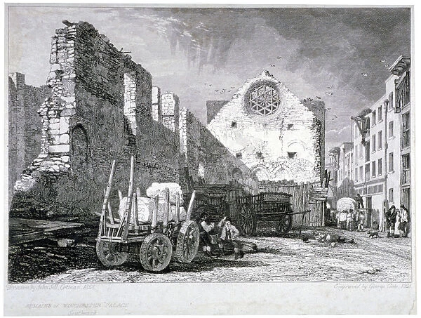 Ruins of the Bishop of Winchesters palace, Southwark, London, 1828