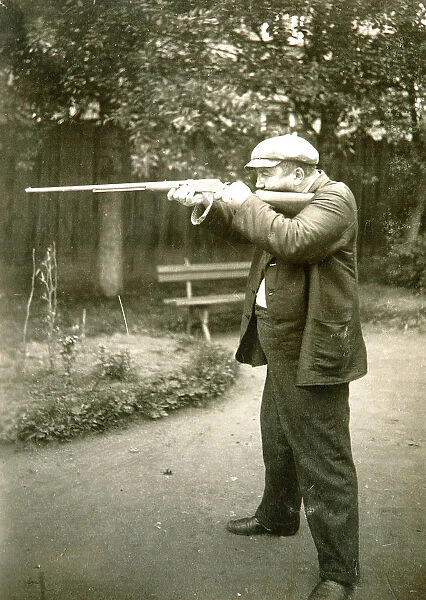 Russian author Alexander Kuprin shooting, Gatchina, Russia, early 20th century. Artist: Karl Karlovich Bulla