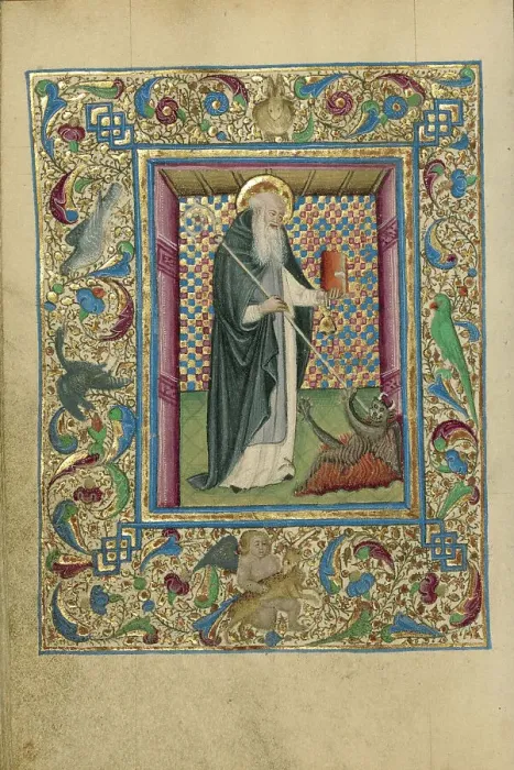Framed Print : Saint Anthony Constraining a Devil Print, circa 1460 Framed Print : Saint Anthony Constraining a Devil Print, circa 1460