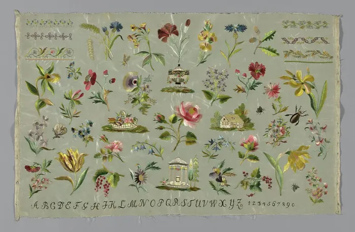 Framed Print : 18th-Century German Sampler Print