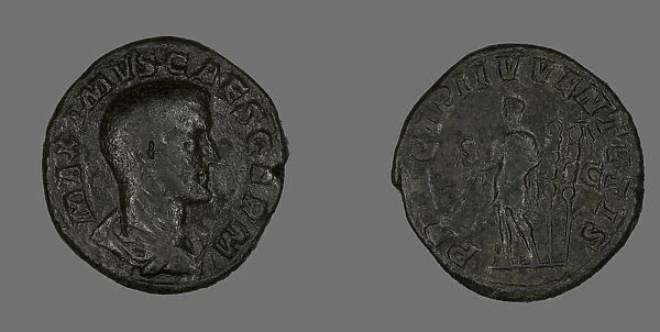Sestertius (Coin) Portraying Emperor Maximus, 236-238. Creator: Unknown
