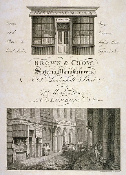 Shop front of Brown and Crow, sacking manufacturers, 32 Mark Lane, City of London, 1800