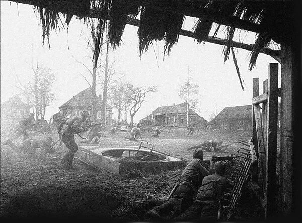 The Soviet army counter-attacks. Late October, 1941. Tarutino, Kaluga region. Artist: Anonymous