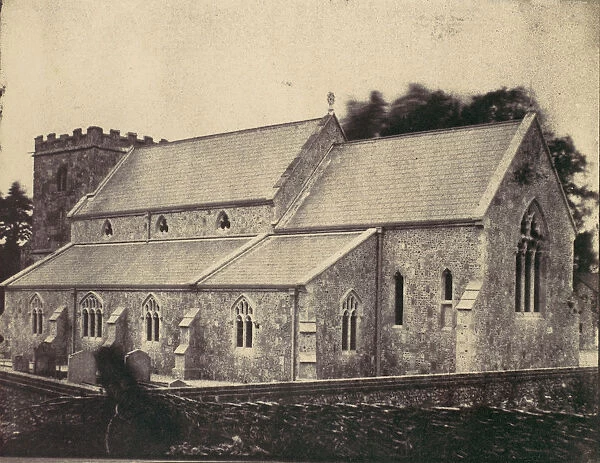 St. Cyriac Church at Lacock Abbey, Ghost Figure of Man in a Top Hat in Foreground, 1850s
