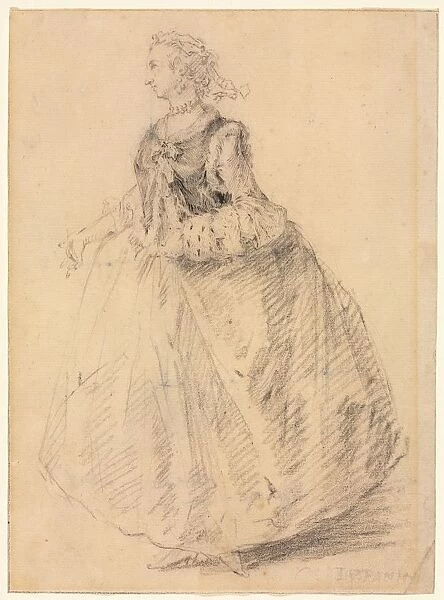 Standing Woman with an Ermine Muff, 18th century. Creator: Giovanni Paolo Panini (Italian