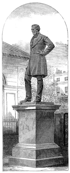 Framed Print : Print of Robert Stephenson Statue in Euston Square, 1871 Framed Print : Print of Robert Stephenson Statue in Euston Square, 1871