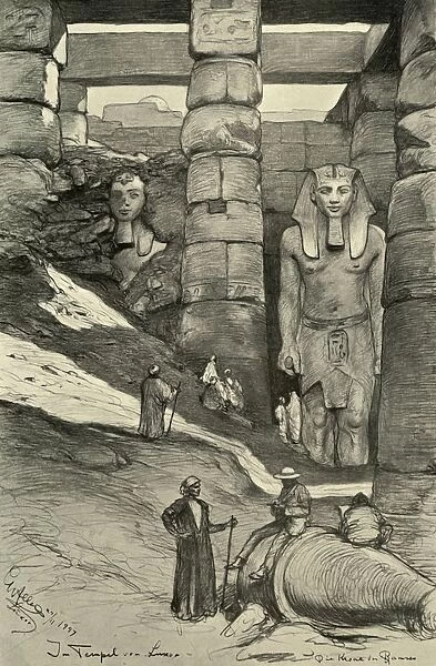 Statues in the Luxor Temple, Egypt, 1898. Creator: Christian Wilhelm Allers