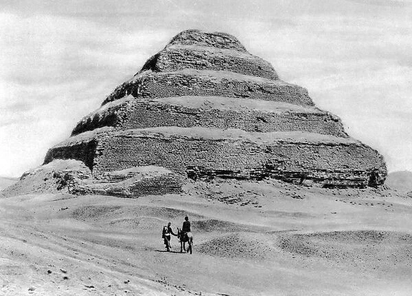 A step pyramid outside Cairo, Egypt, c1920s