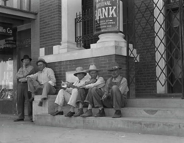 On the steps of the bank in the public square, Memphis, Texas, 1937. Creator: Dorothea Lange