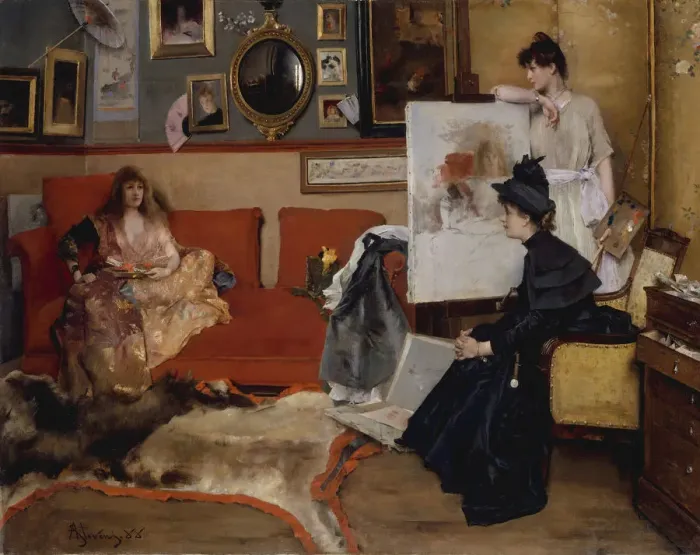Framed Print : In the Studio, 1888 Print by Alfred Stevens Framed Print : In the Studio, 1888 Print by Alfred Stevens
