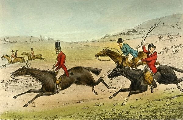Swell and the Surrey. The Hounds in Full Cry, 1838. Artist: Henry Thomas Alken