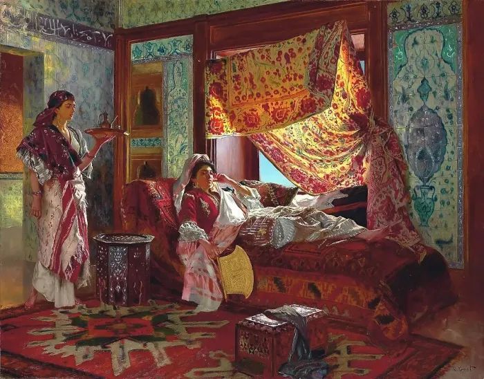 Framed Print : Taking Tea in the Harem Print Framed Print : Taking Tea in the Harem Print