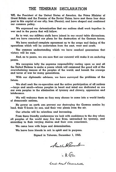 The Teheran Declaration, 1943, (1945)