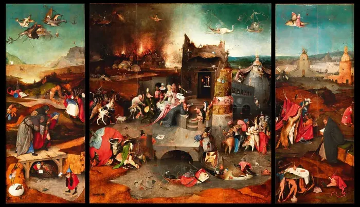 Framed Print : Hieronymus Bosch Print of The Temptation Triptych Framed Print : Hieronymus Bosch Print of The Temptation Triptych