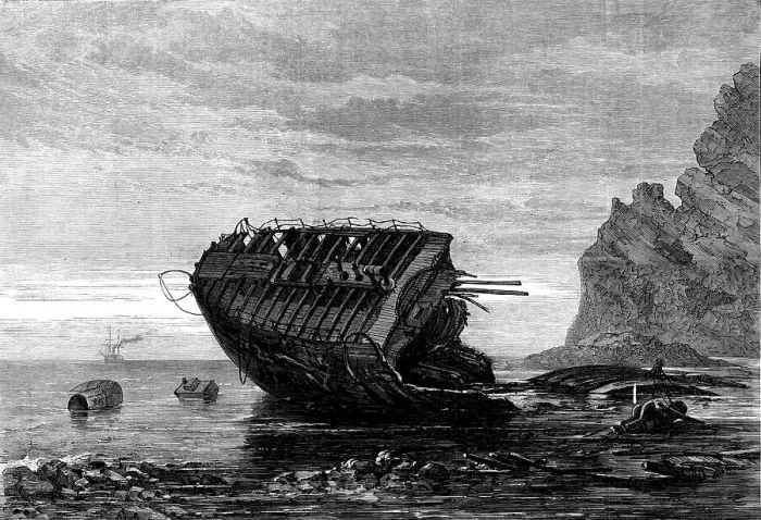 Framed Print : Print of The last of the Megaera, 1871
