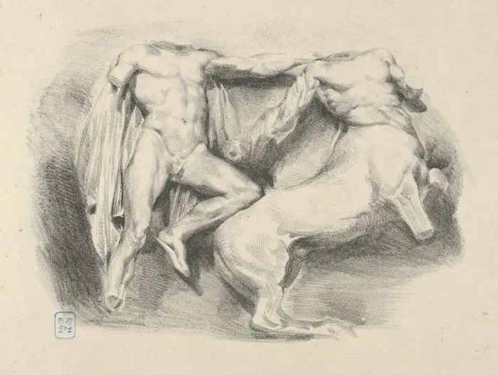 Framed Print : Eugene Delacroix Print: Theseus Conqueror of the Centaur Eurytus, 1825