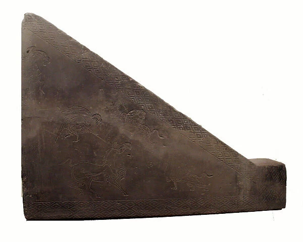 Triangular Brick with Horse, Phoenix, and Tigers, Western Han dynasty, c. 1st cent. B. C