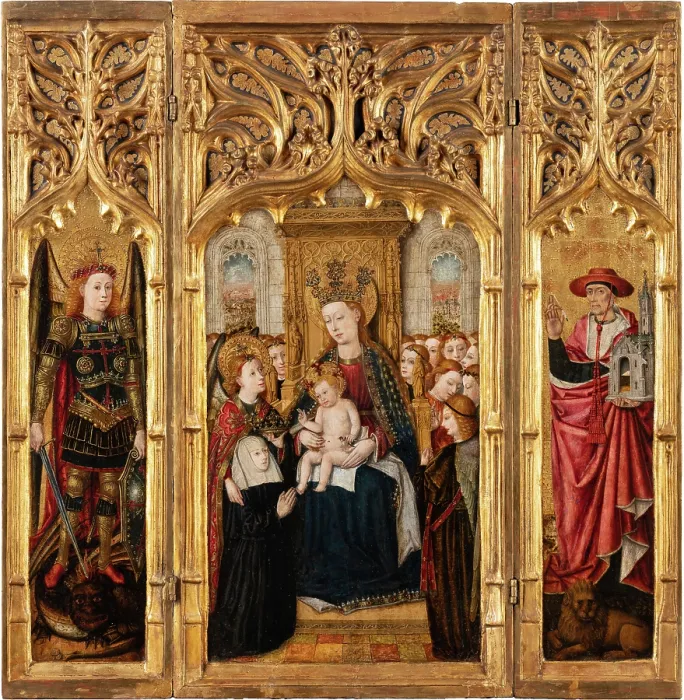 Framed Print : Print of Triptych with Virgin and Child Enthroned Framed Print : Print of Triptych with Virgin and Child Enthroned