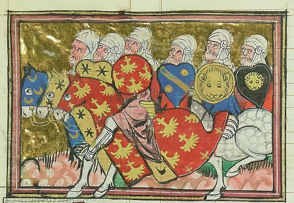 Turkish cavalry (From 'Li rommans de Godefroy de Buillon et de Salehadin'), 1337. Creator: Maître de Fauvel (active 1314-1340). Turkish cavalry (From 'Li rommans de Godefroy de Buillon et de Salehadin'), 1337