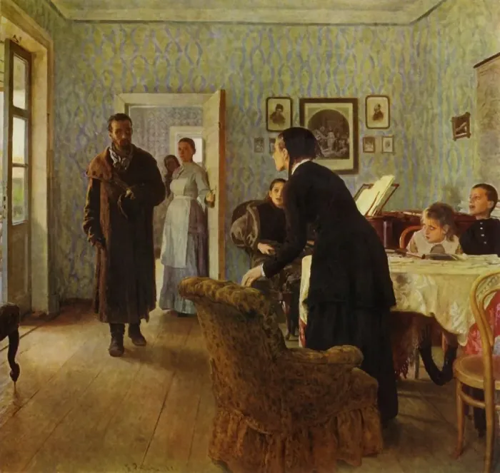 Framed Print : Il'ya Repin's 'Unexpected Return' Print, 1884 (1965) Framed Print : Il'ya Repin's 'Unexpected Return' Print, 1884 (1965)