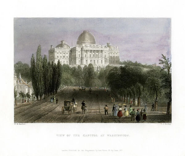 View of the Capitol at Washington, USA, 1837. Artist: CJ Bentley
