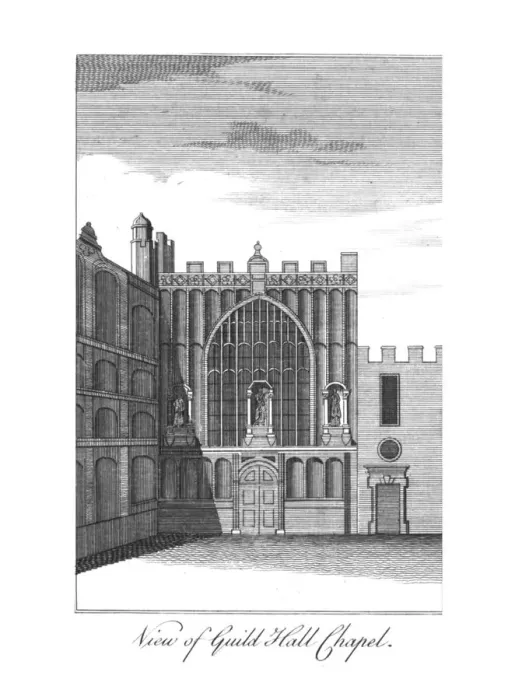 Framed Print : Print of Guild Hall Chapel, c1775