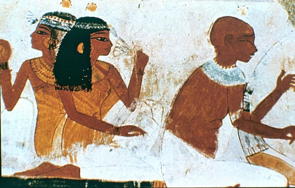 Wall Painting, Detail of The Deceased Couple, Tomb of Nakht, Thebes