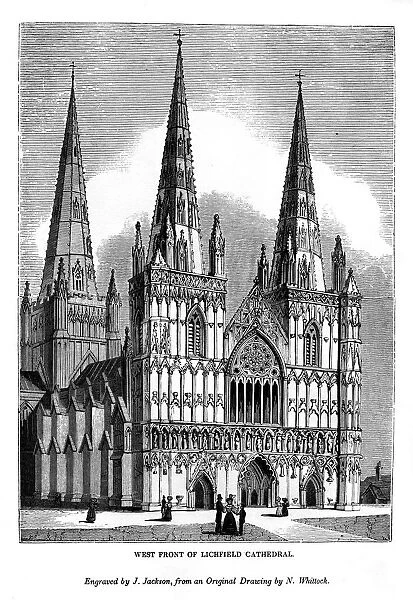 West front of Lichfield Cathedral, 1843. Artist: J Jackson