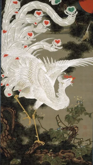Framed Print : White Phoenix and Old Pine Tree Print, 1766 Framed Print : White Phoenix and Old Pine Tree Print, 1766