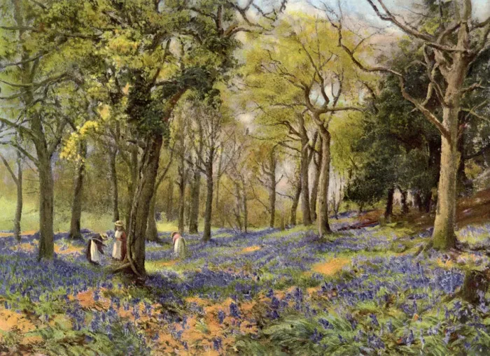 Framed Print : Wild Hyacinths in a Surrey Copse, 1906 Print Framed Print : Wild Hyacinths in a Surrey Copse, 1906 Print