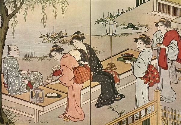 Woman serving tea, 1790, (1924). Creator: Katsukawa Shuncho
