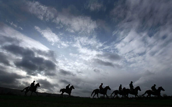 Horses on the early morning gallops at Cheltenham