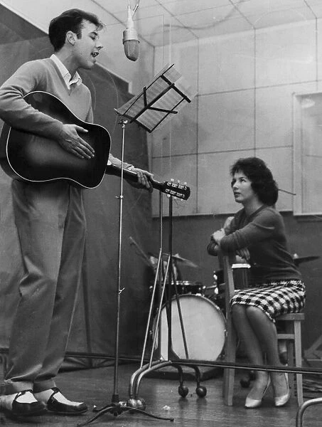 Marty Wilde recording in the studio in 1959