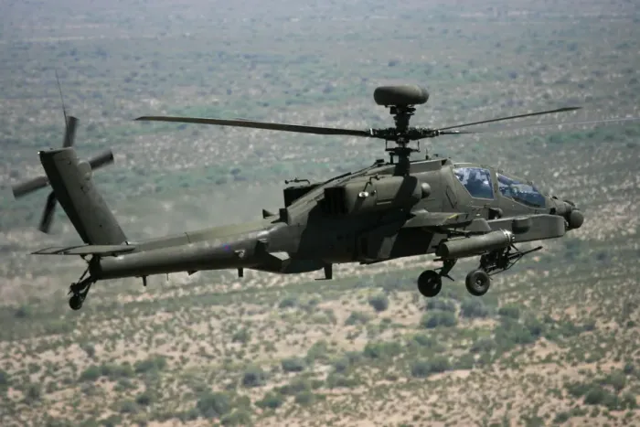 Framed Print : Print of Apache AH64D over Arizona Desert